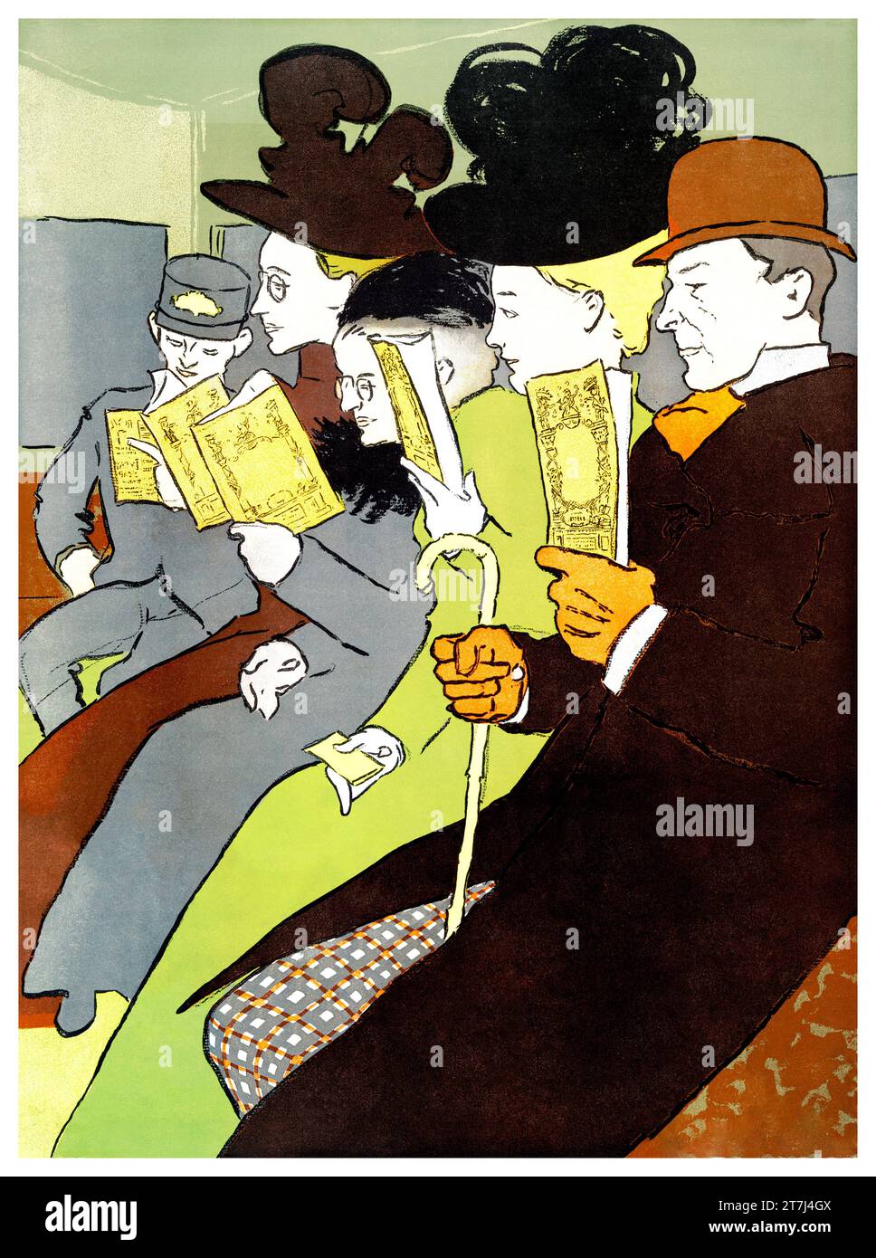 People reading books (1895) print in high resolution by Edward Penfield