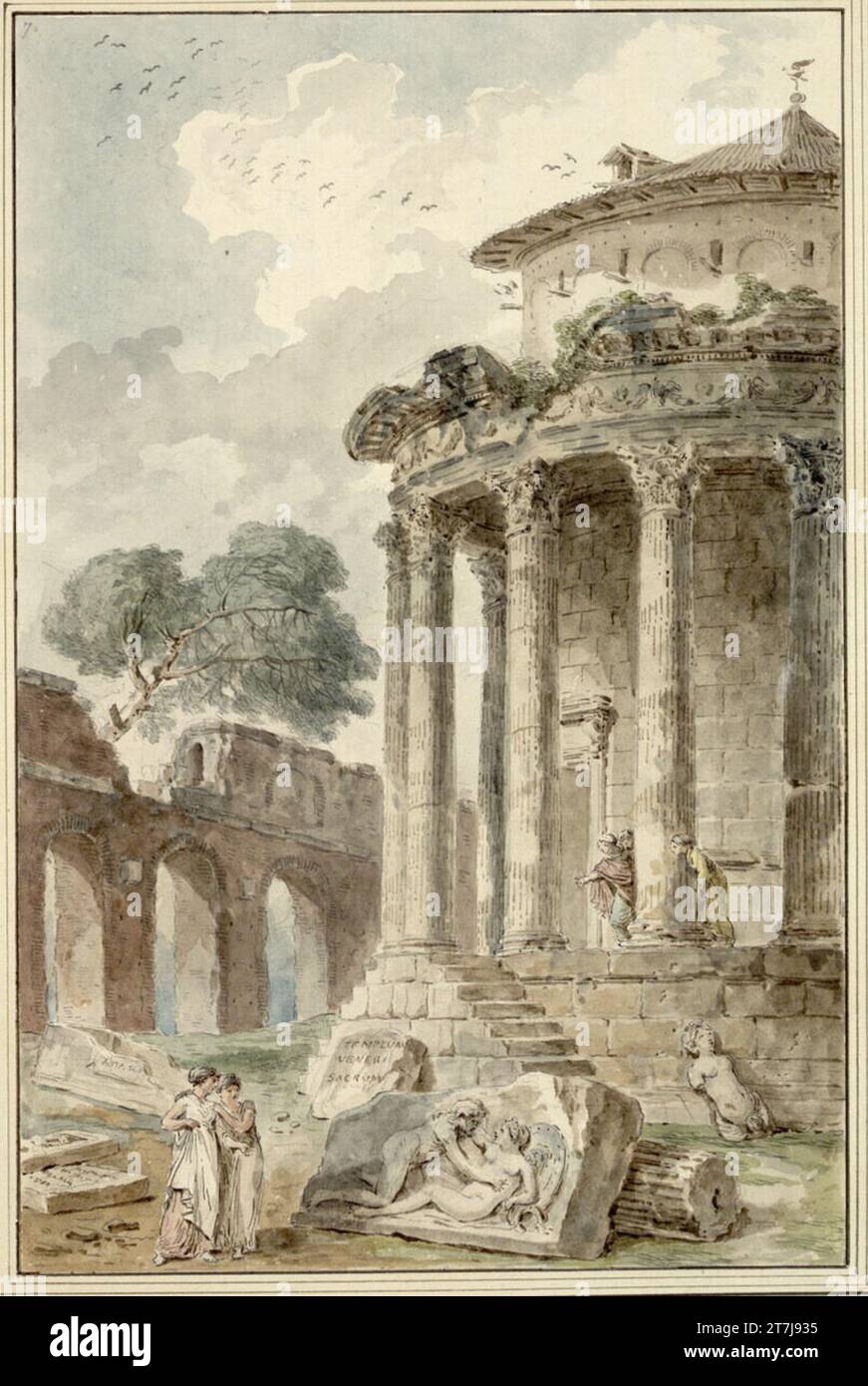 Hubert Robert Cella of a venous temple with Corinthian columns. Feder ...