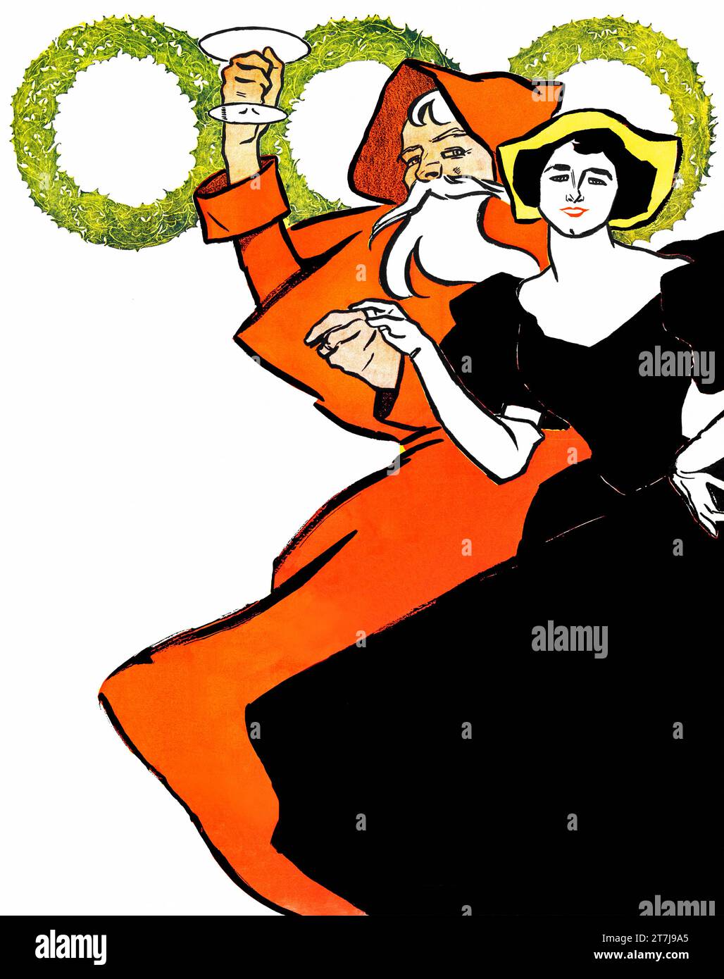 Vintage Christmas print in high resolution by Edward Penfield. Original