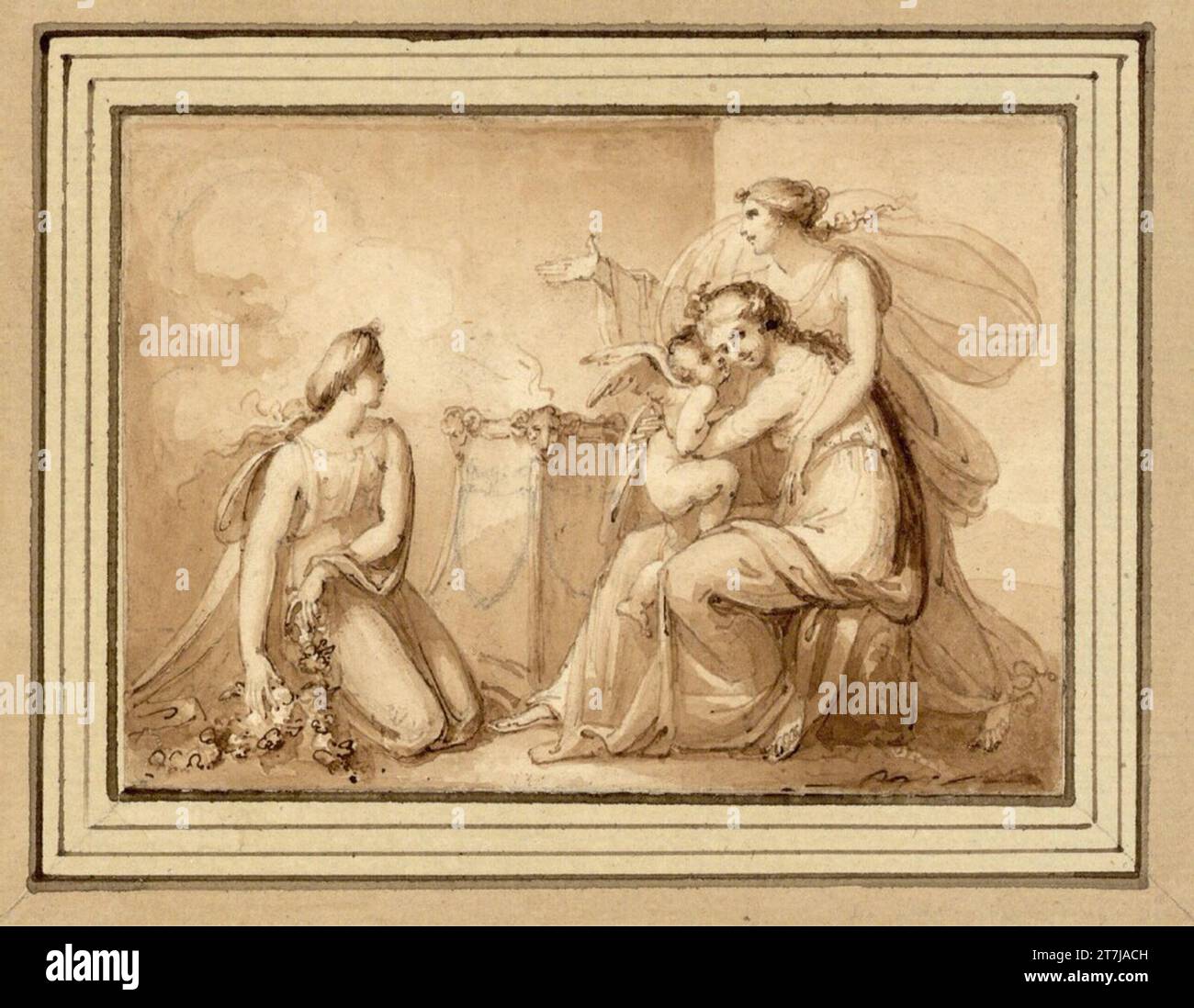 Henry Tresham Three nymphs with cupido in front of smoking altar ...
