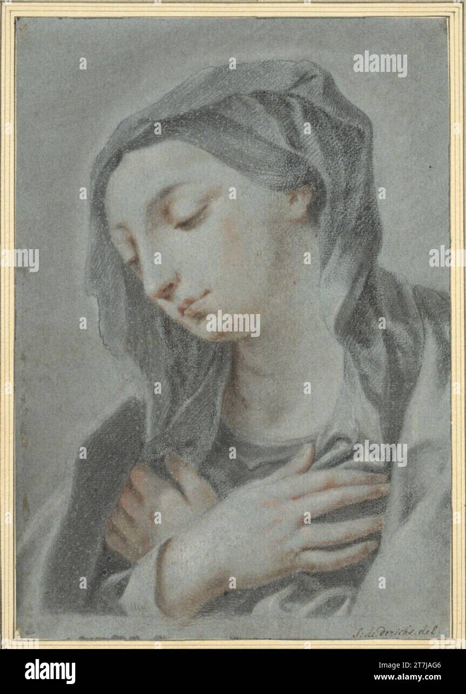 Sophonias de Derichs Madonna, half -length portrait with crossed arms. Stock Photo