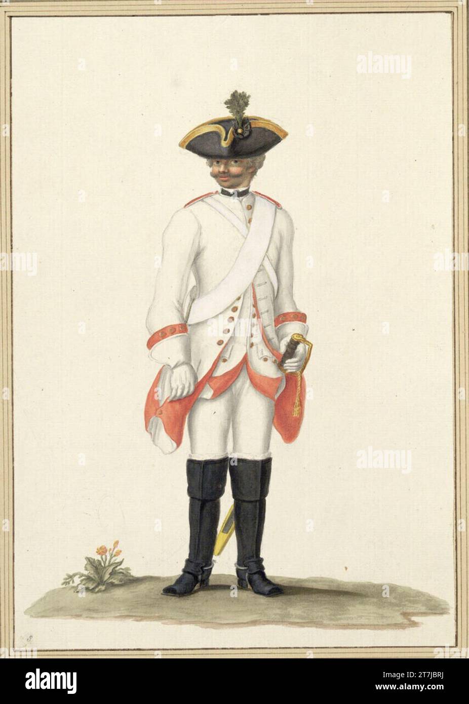 Herzog Albert von Sachsen-Teschen Standing soldier. Watercolor Stock Photo