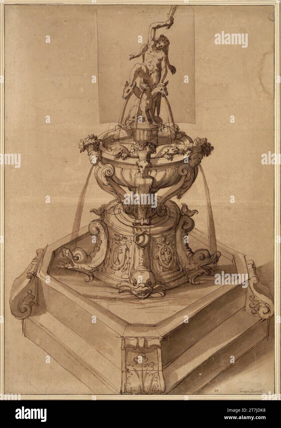 Tommaso Laureti gen. il Siciliano Prachtbrunnen with square fountain