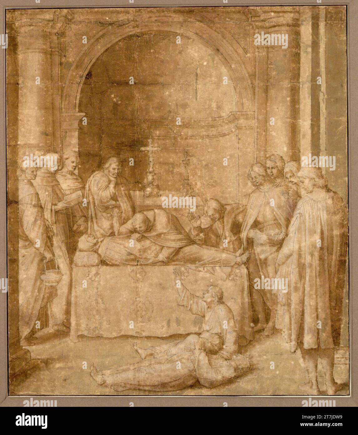 Anonym Wonderful awakening of a dead man on the Bahre of St. Filippo ...