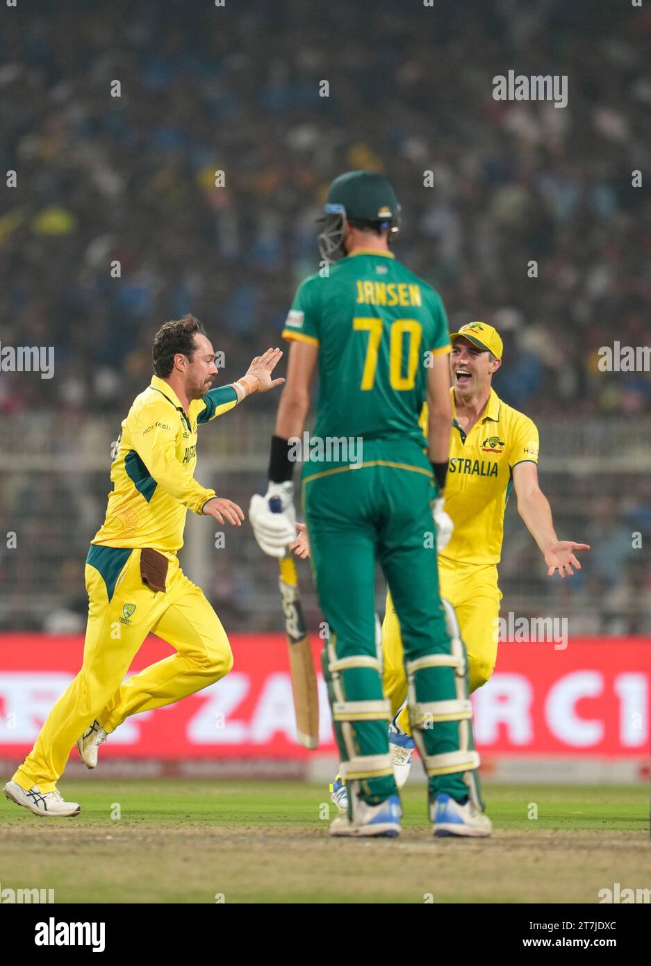Marco Jansen celebrating the wicket of Travis Head