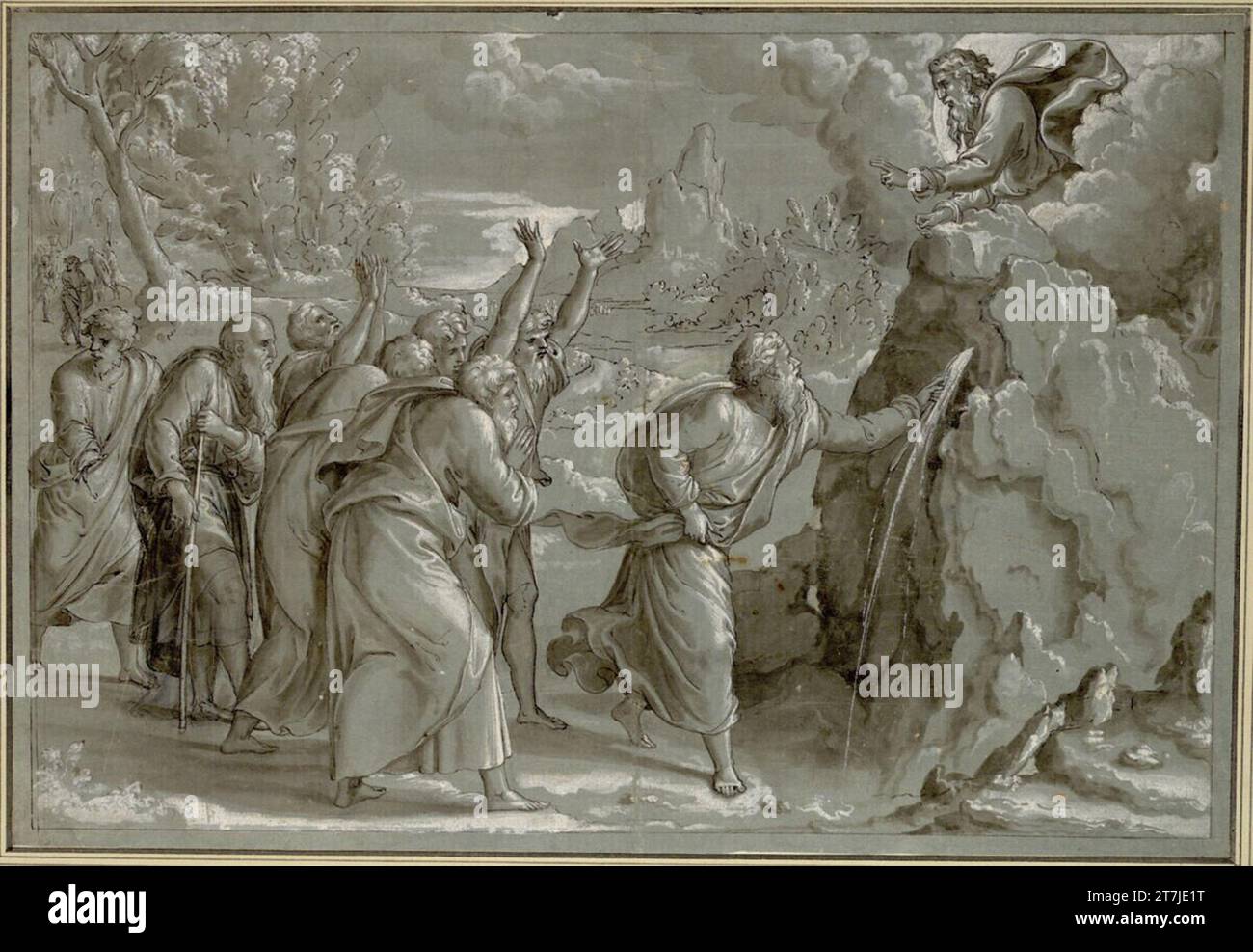 Anonym Moses hits water from the rock. Feather; laved; White grown ...
