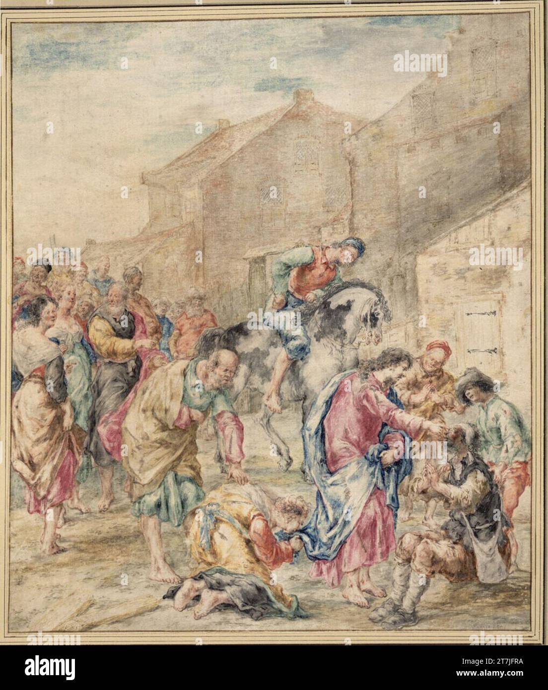 Leonaert Bramer Approval of the Lazarus. Watercolor and cover colors, on parchment. Stock Photo