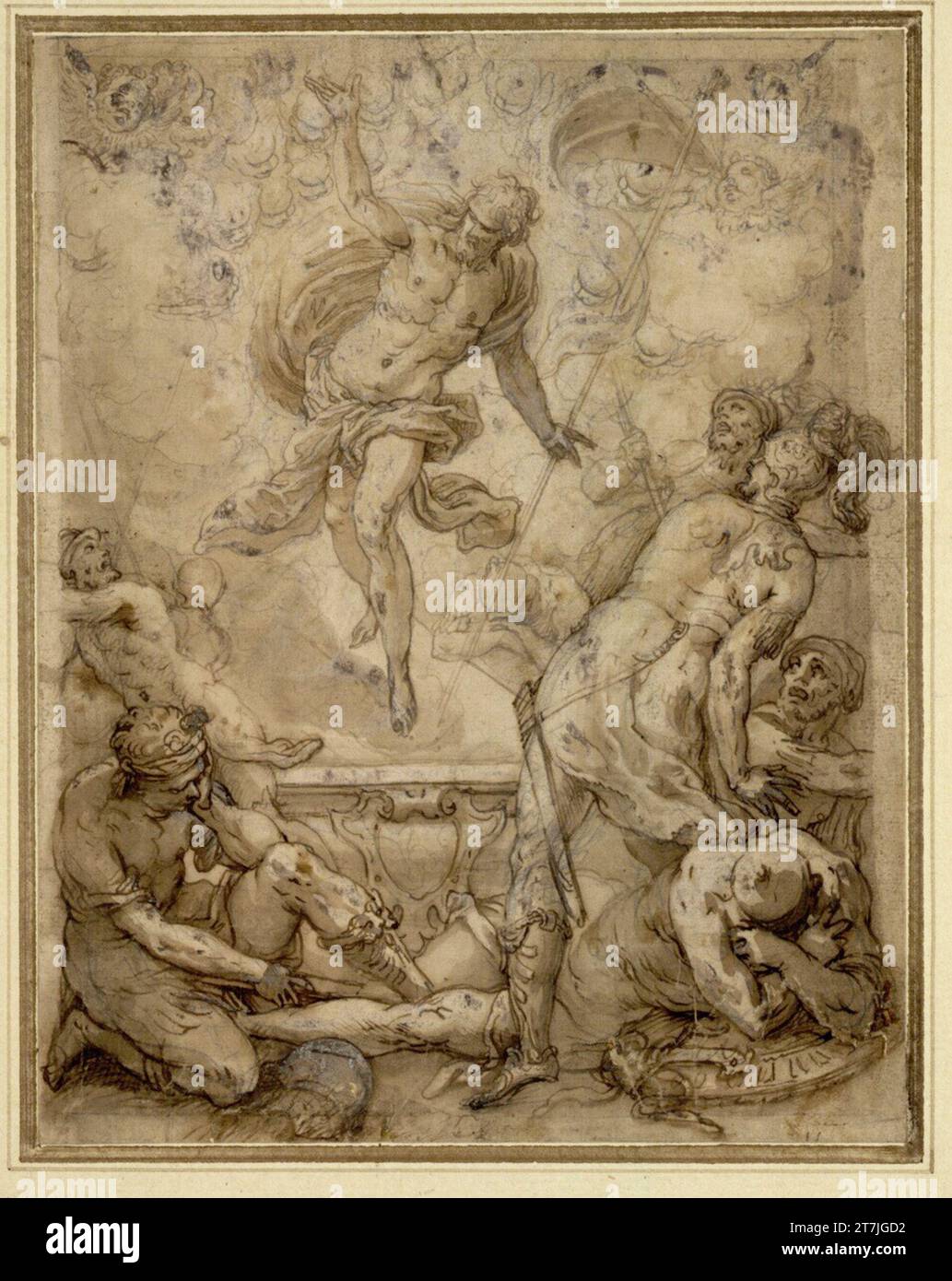 Mittelitalienischer Manierist Christ's resurrection. Chalk; Feather ...