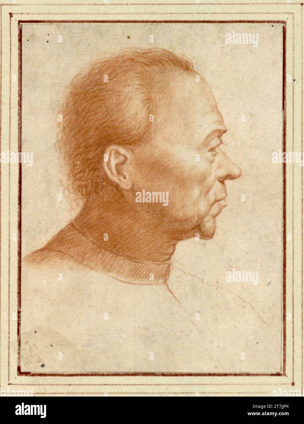 Camillo Ballini Head of a beardless old man in profile to the right ...