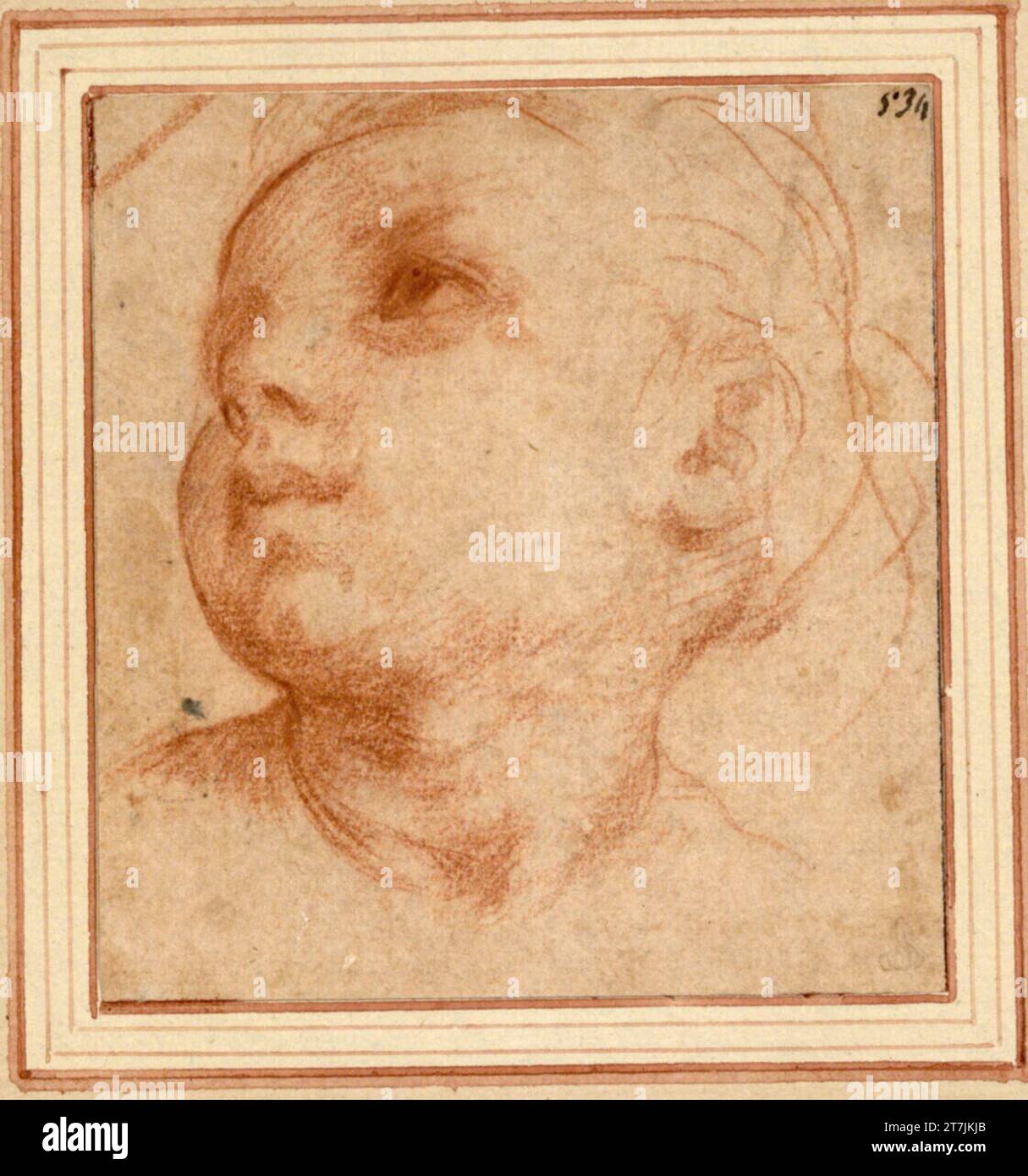 Andrea del Sarto Head of the child of Jesus. Red Chalk Stock Photo