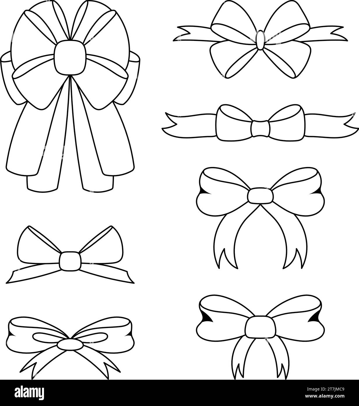 Versatile Black and White Doodle Ribbon Bow Collection. Hand Drawn Flat ...