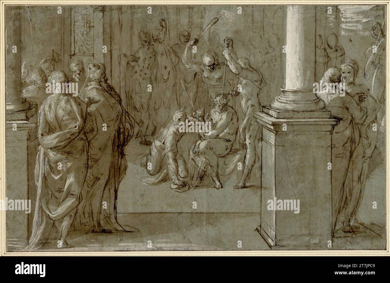 Bartolomäus Spranger Coronation in a pillared hall. Feather; laved ...
