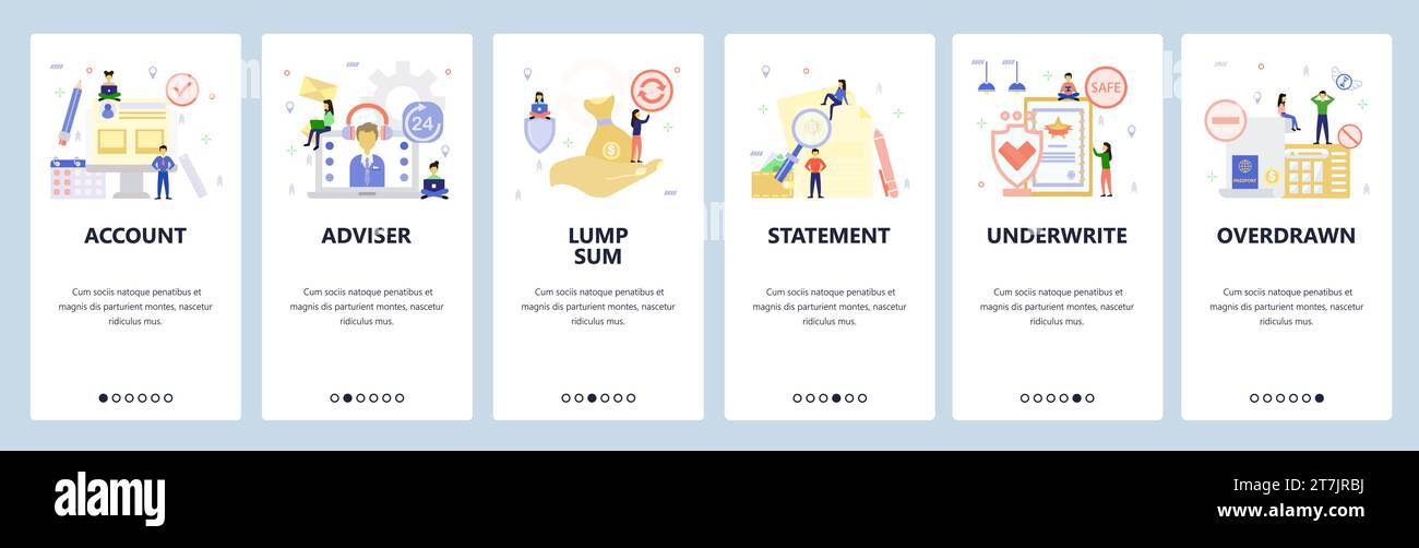Mobile app onboarding screens. Money investment business and banking ...