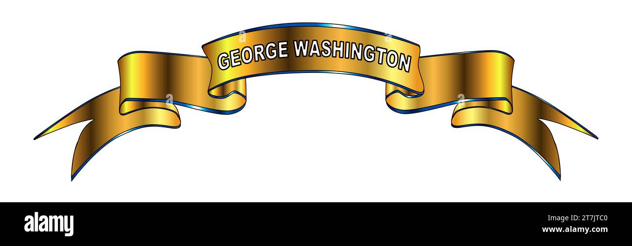 George Washington president of the USA golden ribbon banner isolated over a white background. Stock Photo
