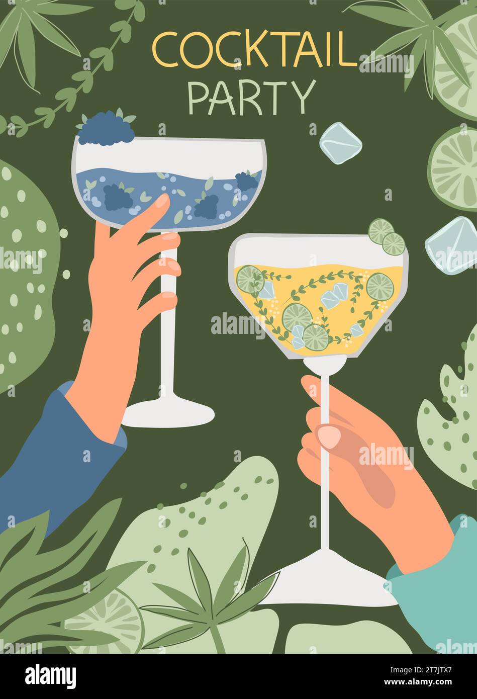 Variety of cocktails in flat style. This collection features a range of ...
