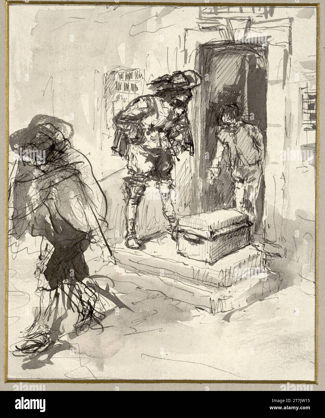 August Xaver Karl von Pettenkofen Illustration to Gil Blas. Ink ...