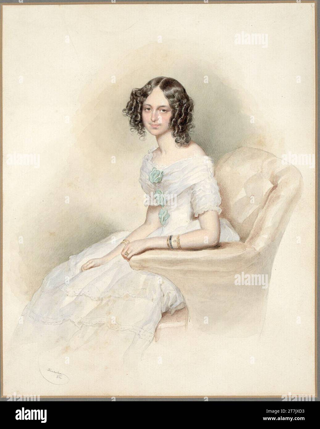 Josef Kriehuber Maria Theresia von is (1817-1886). Watercolor 1842 , 1842 Stock Photo