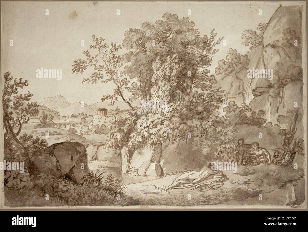 Johann Nepomuk Schödlberger Heroic landscape with satyrs that see a
