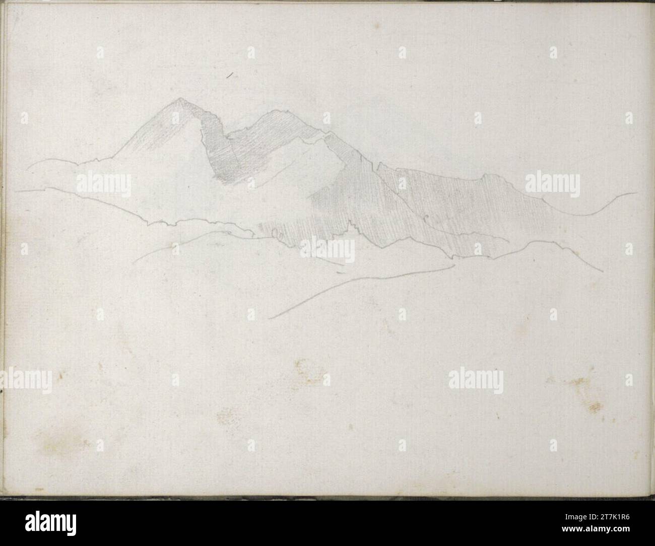 Heinrich Reinhold Sketchbook: Study of the Mammellen mountain range with Rocca di Mezzo. Pencil Sketchbook: 1821 - 1822 , 1821/1822 Stock Photo