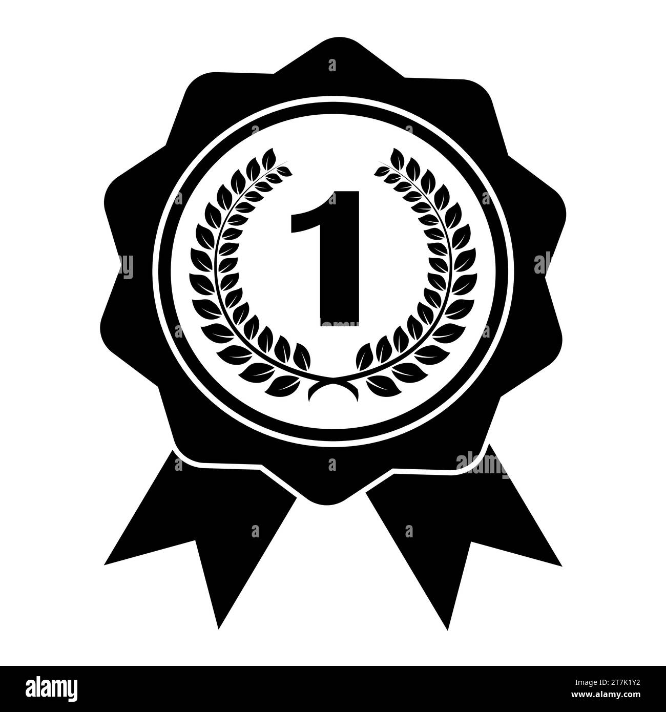 award gold medal, black and white vector illustration on white
