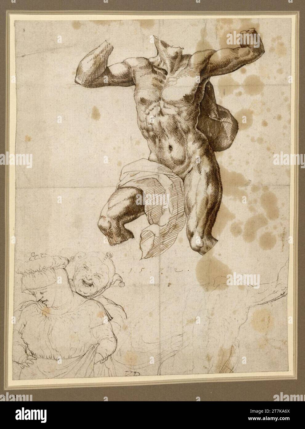 Vincent Sellaer Study sheet. Feder in brown 1572 , 1572 Stock Photo
