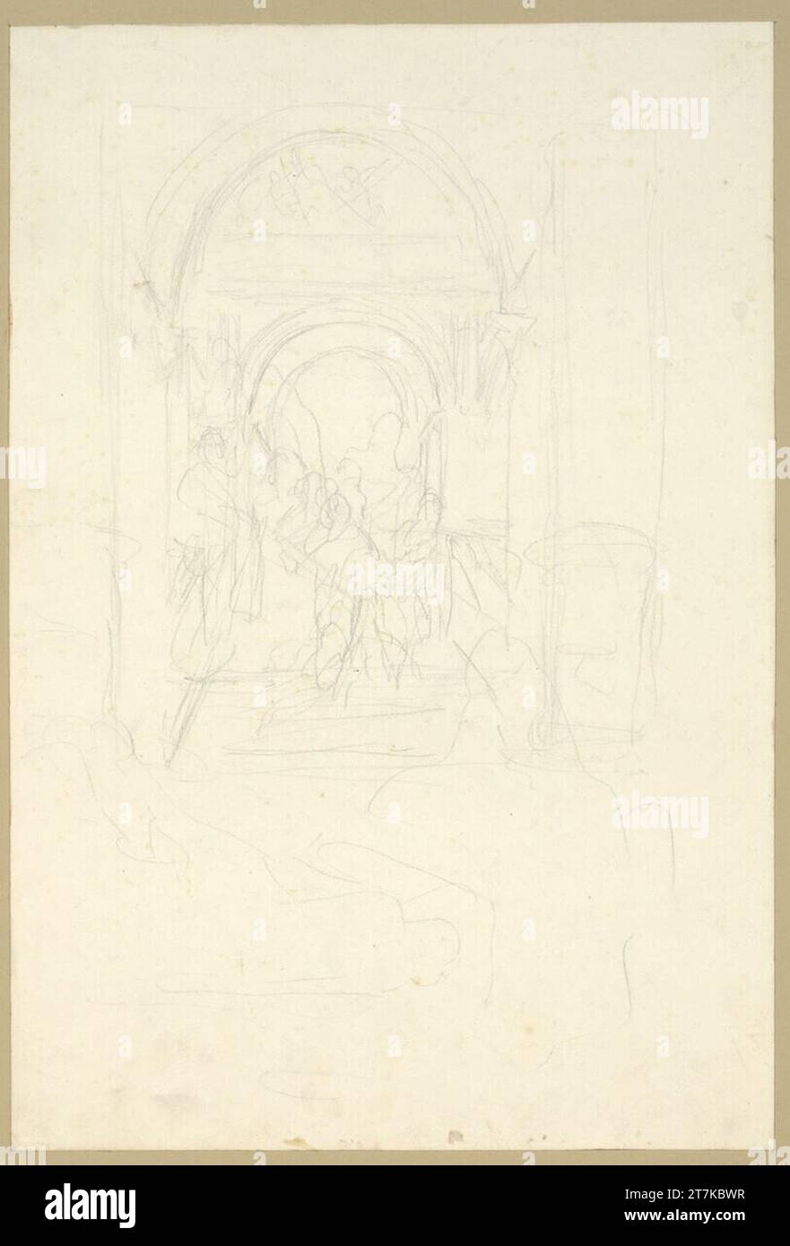 Hans Makart Preliminary study on the middle background of 'The F appal Julia Capulet'. Pencil, paper around 1869 Stock Photo