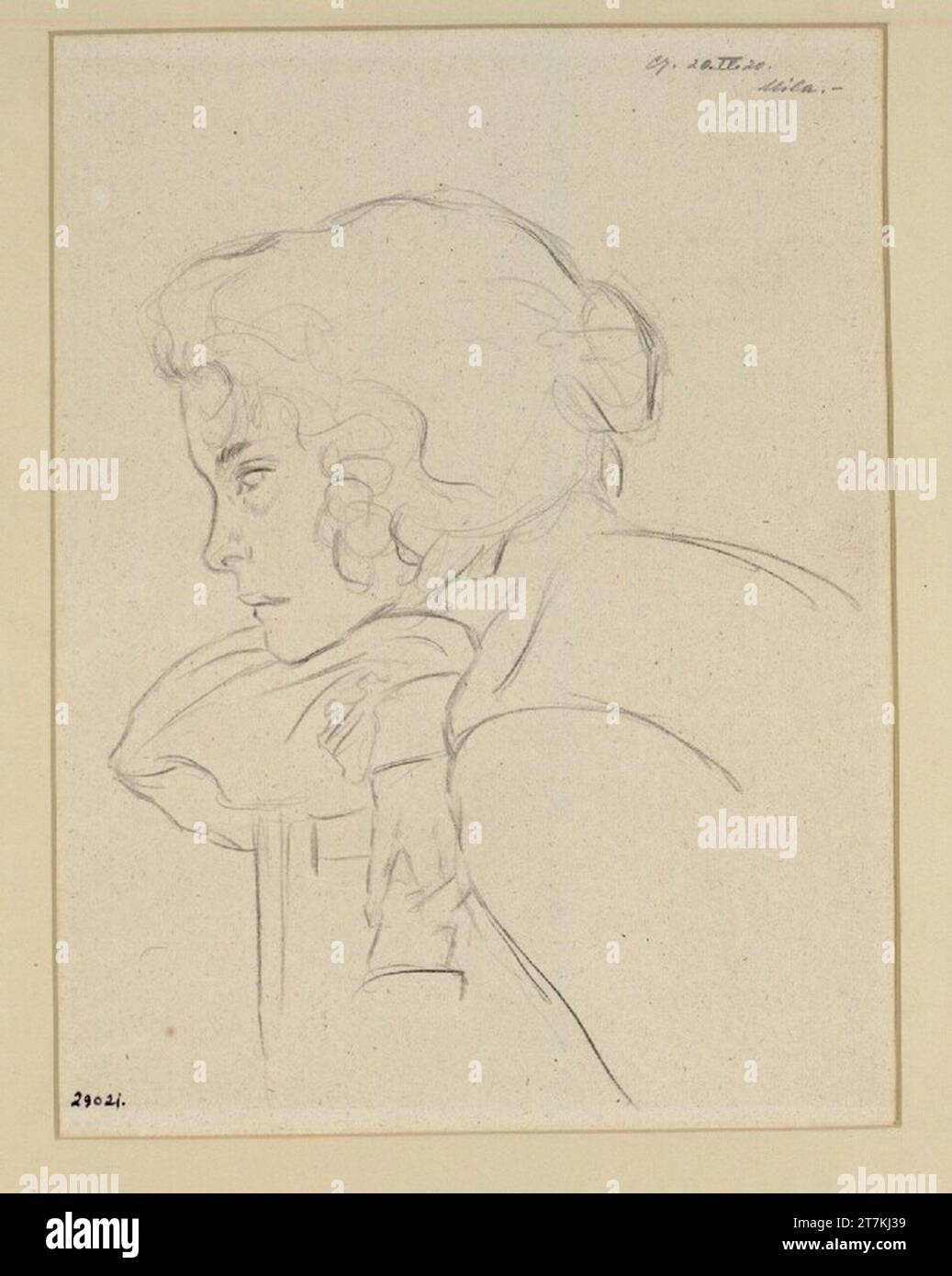 Carl Anton Reichel Mila (female profile head). Pencil 1920 , 1920 Stock ...