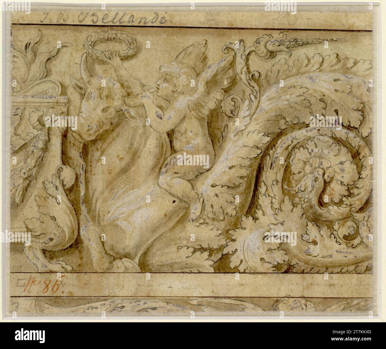 Giovanni Battista Bellandi Akanthusranken. Feather; laved; Rev.: Chalk ...