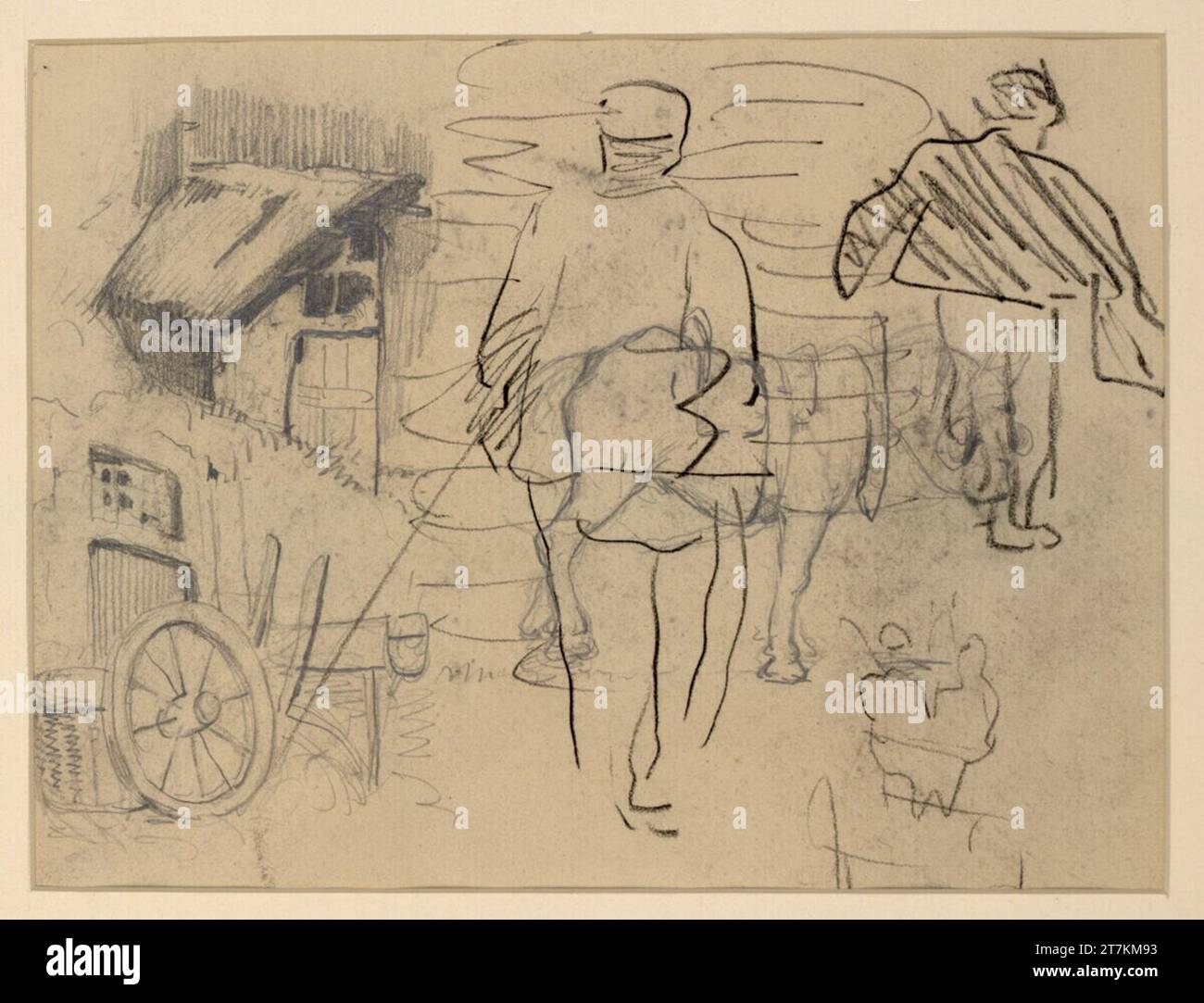 James Ensor Figure studies horse house and court corner Stock Photo James Ensor Figure studies horse house and court corner Stock Photo