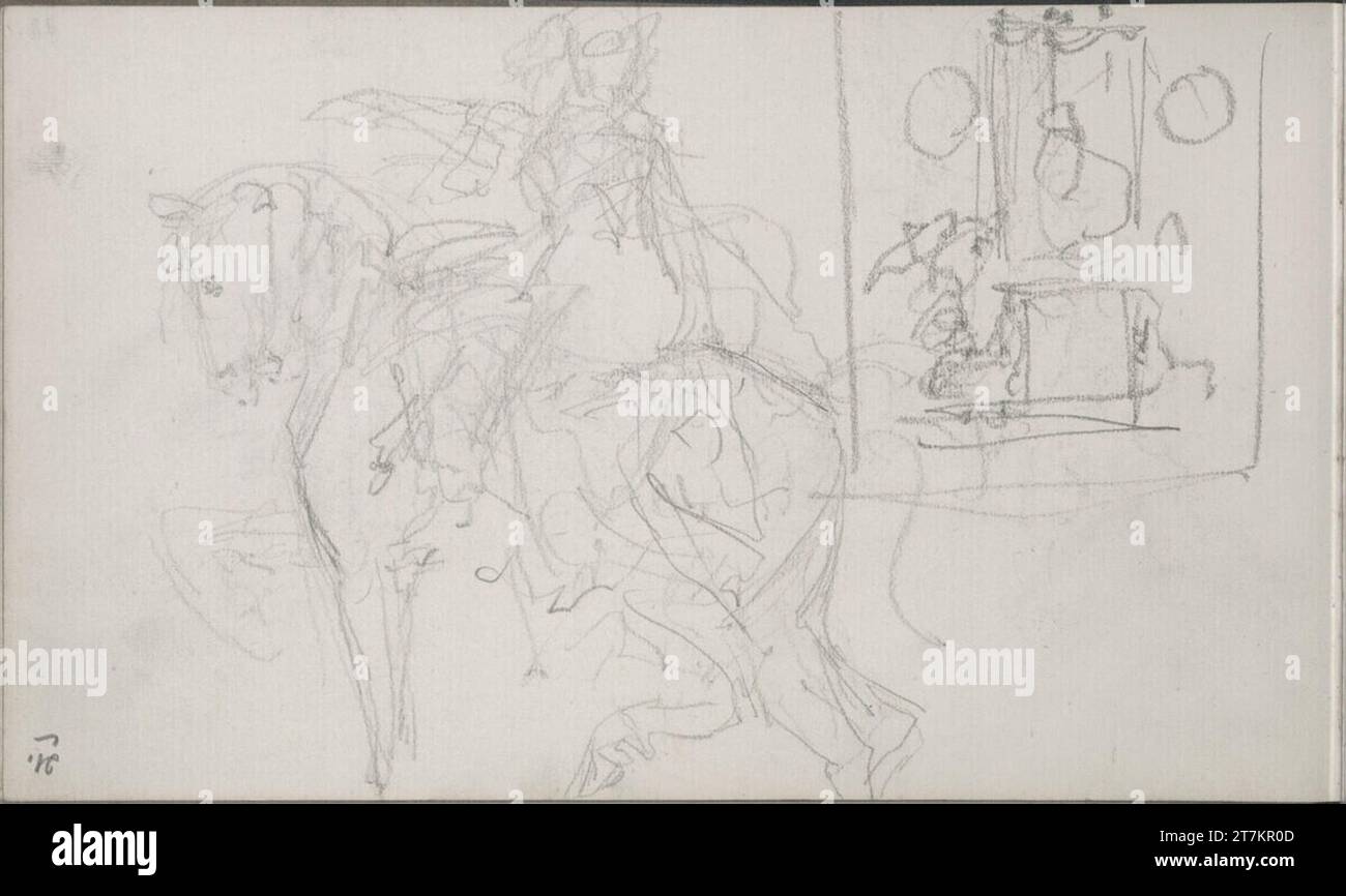 Emerich Alexius Swoboda Draft for a monument (horse and rider). Pencil Stock Photo