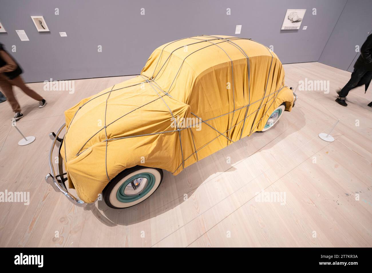 Saatchi Gallery, London, UK. 14th Nov, 2023. Christo and Jeanne-Claude: Boundless exhibition take a retrospective look at the career and achievements of artistic collaborators and life partners Christo and Jeanne-Claude and runs from 15 Nov 2023 - 22 Jan 2024. Image: 1961 Volkswagen Beetle Saloon. Credit: Malcolm Park/Alamy Live News Stock Photo