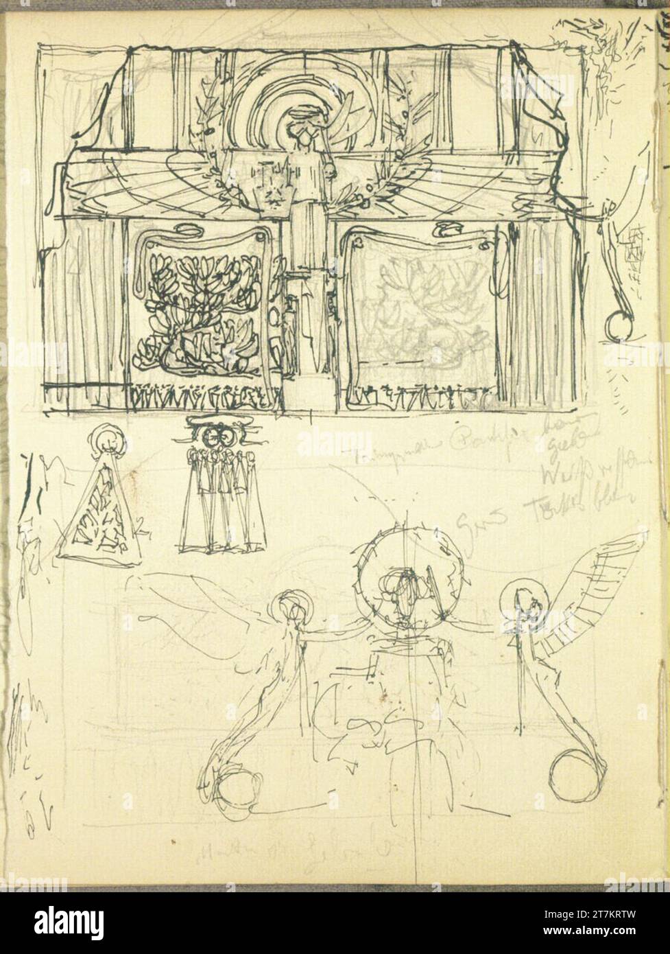 Alexander Rothaug Design for area decoration. Pencil; Ink spring around ...