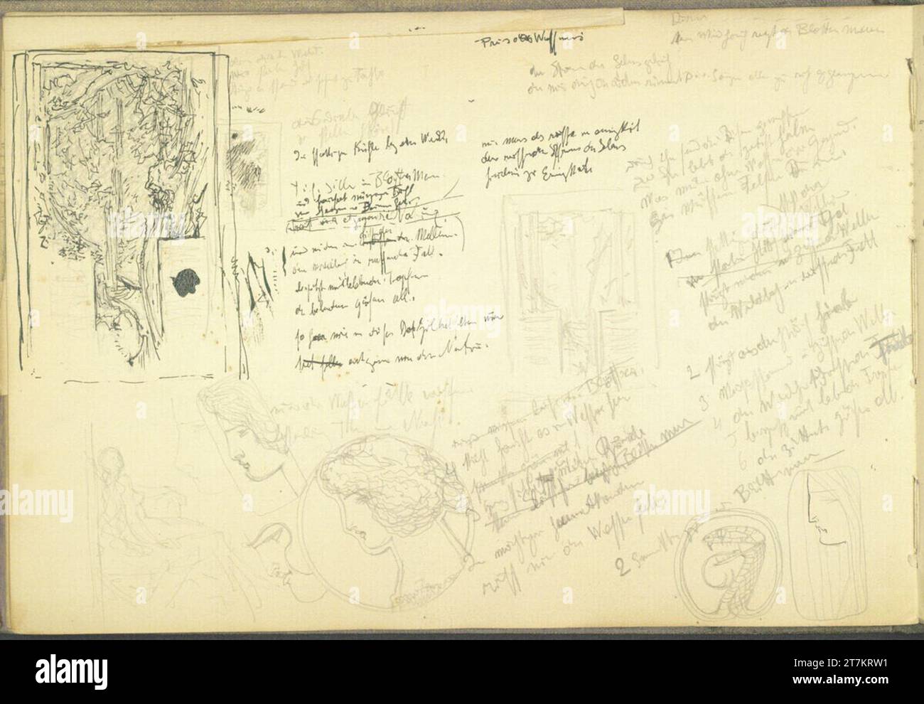 Alexander Rothaug Two composition designs, head studies, sketch of a ...