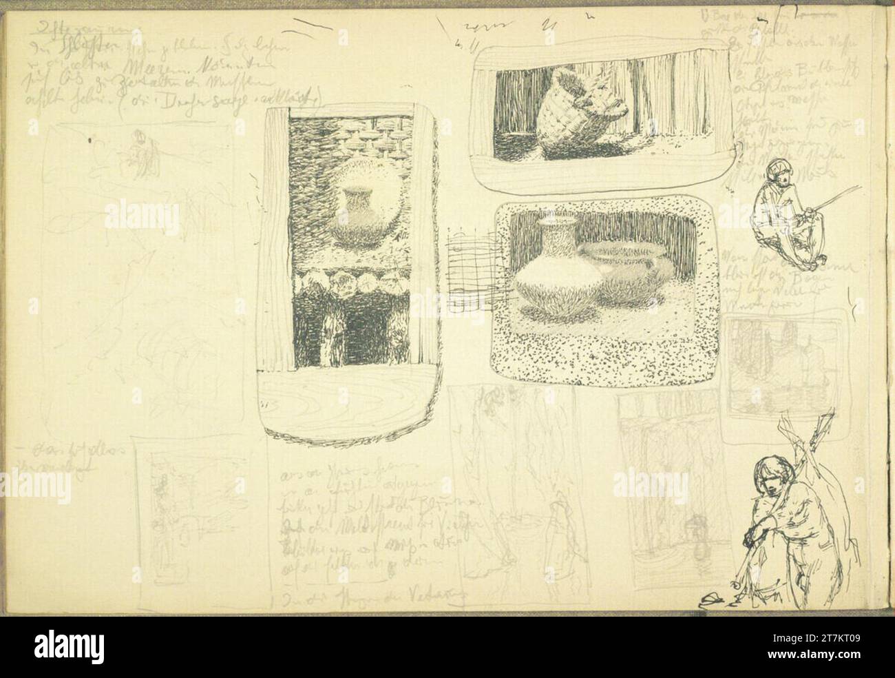 Alexander Rothaug Different sketches. Pencil; Ink spring around 1901 ...