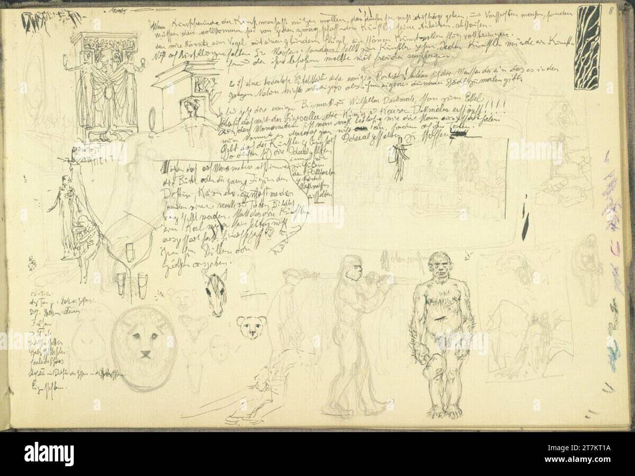 Alexander Rothaug Different sketches. Pencil; Ink feather; Color chalk ...