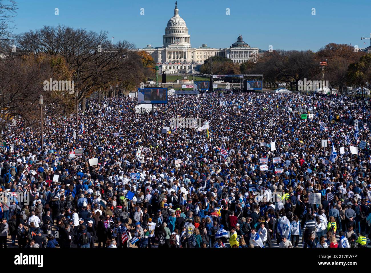 People attend the March for Israel rally Tuesday, Nov. 14, 2023, on the ...