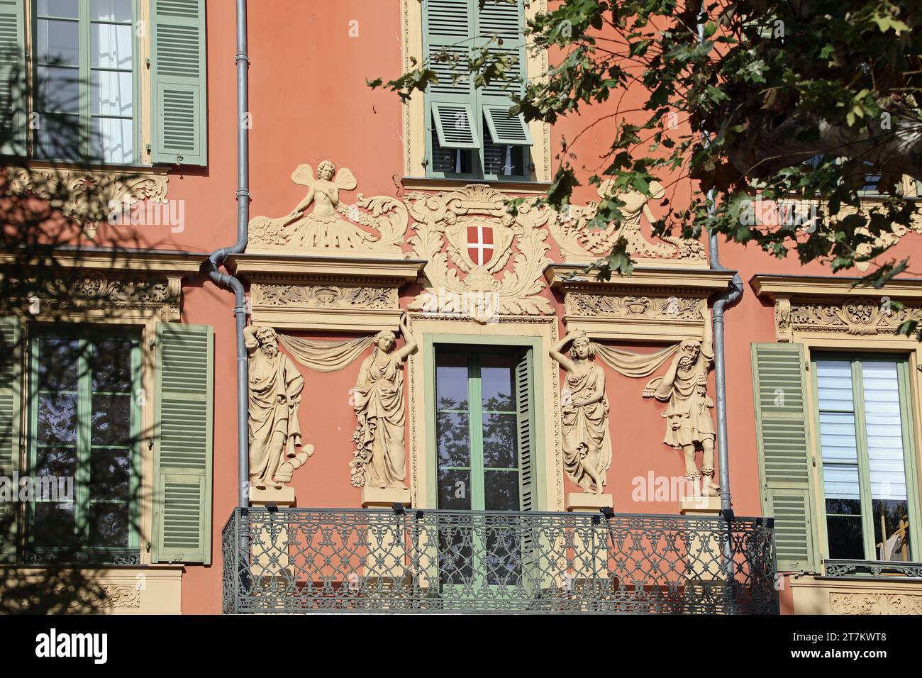 Historic architecture at Place Ile de Beaute in the Port Lympia neighbourhood of Nice Stock Photo