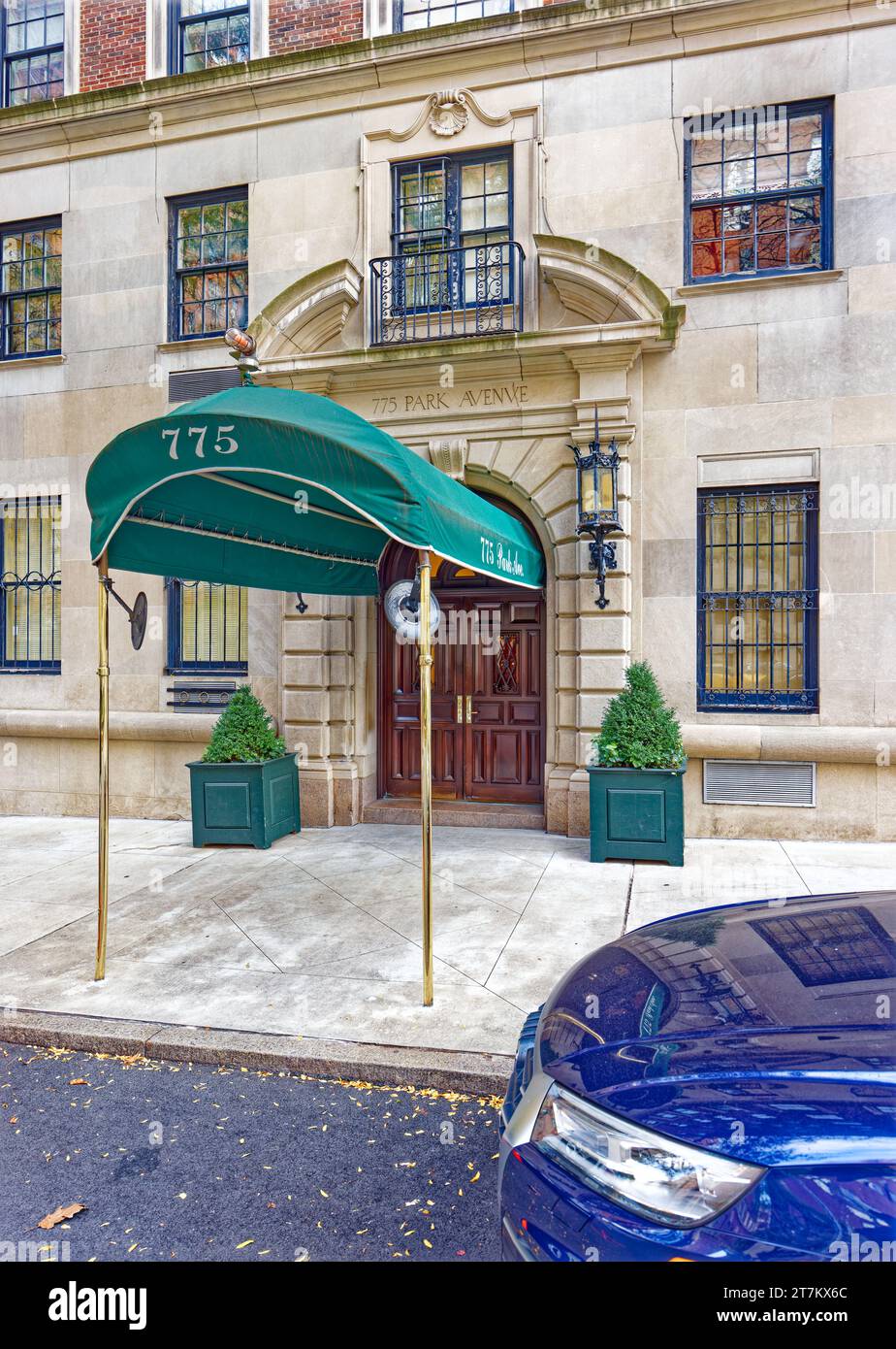 775 Park Avenue, a landmark neo-Renaissance apartment building of brick and stone designed by Rosario Candela, built 1926. Stock Photo