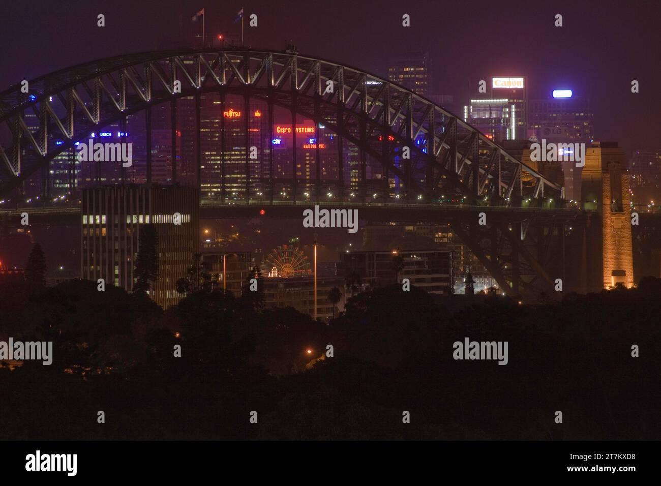 Nightime view of the Sydney Harbour Bridge Stock Photo