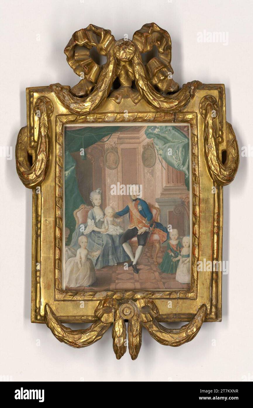 Erzherzogin Marie Christine Habsburg-Lothringen Ferdinand IV, King of Naples with family. Miniature on paper 2. Hälfte 18. Century Stock Photo