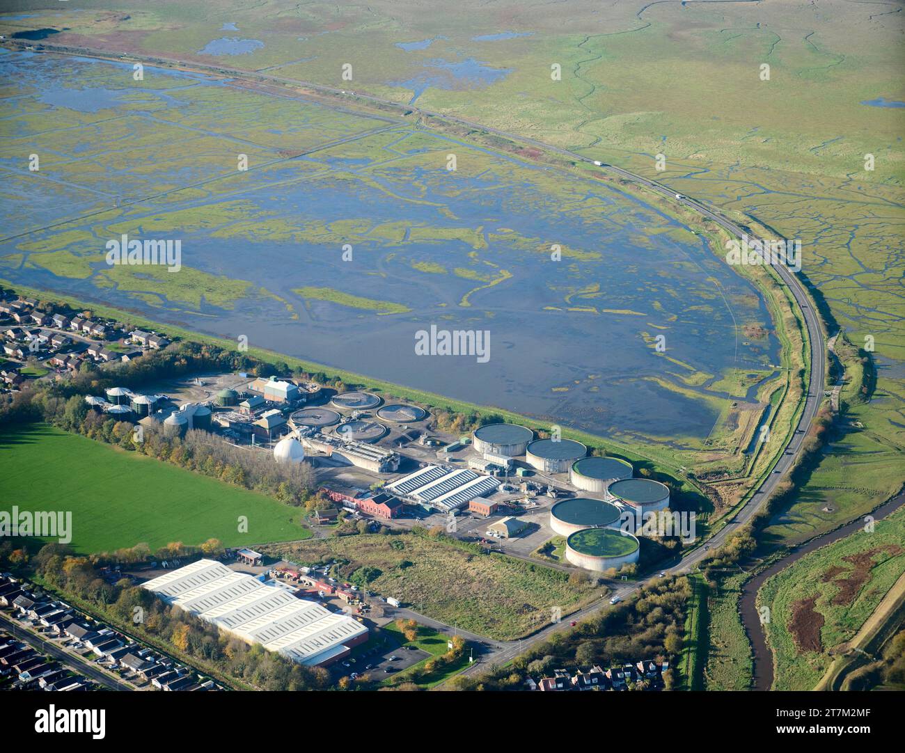 An aerial Photograph of a water treatment works, north of Southport ...