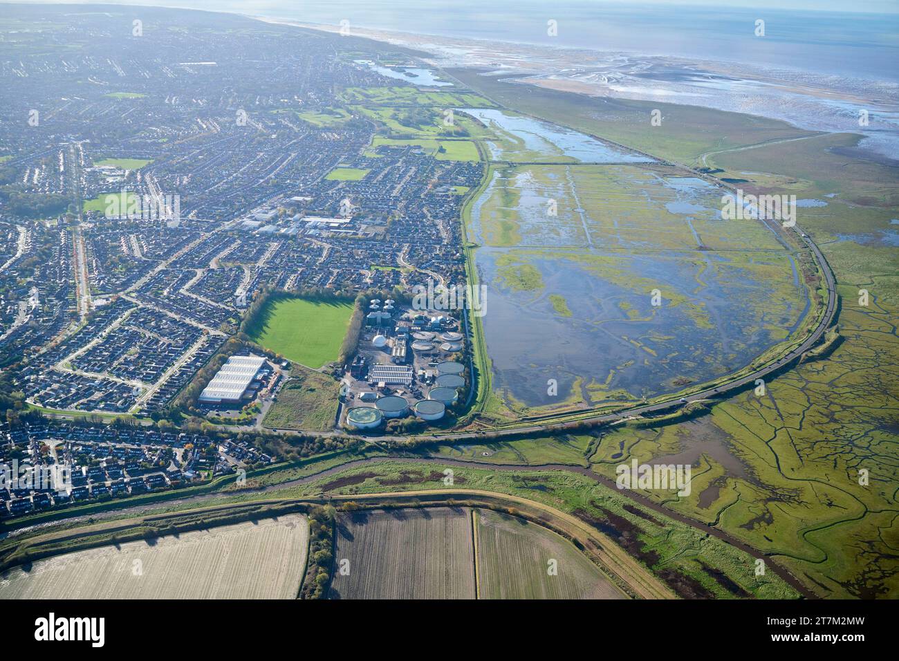 An aerial Photograph of a water treatment works, north of Southport ...