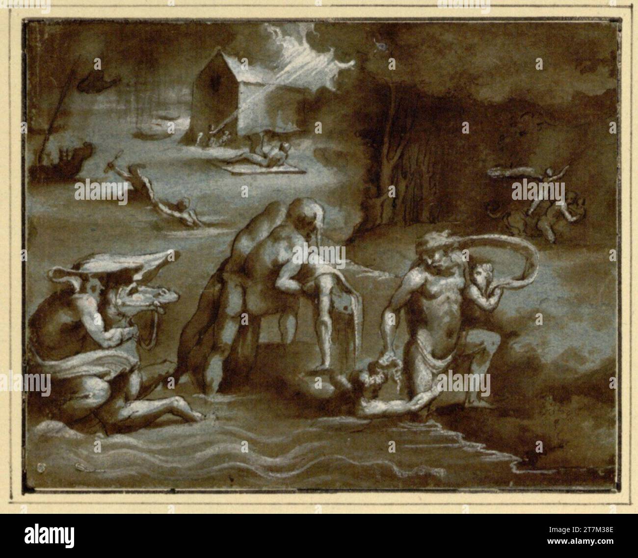 Anonym The flood. Feather; laved; Curried with deck white; blue Stock ...