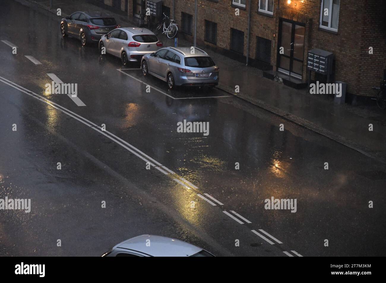 Copenhagen, Denmark /16 November 2023/Weather rainy morning in kastrup
