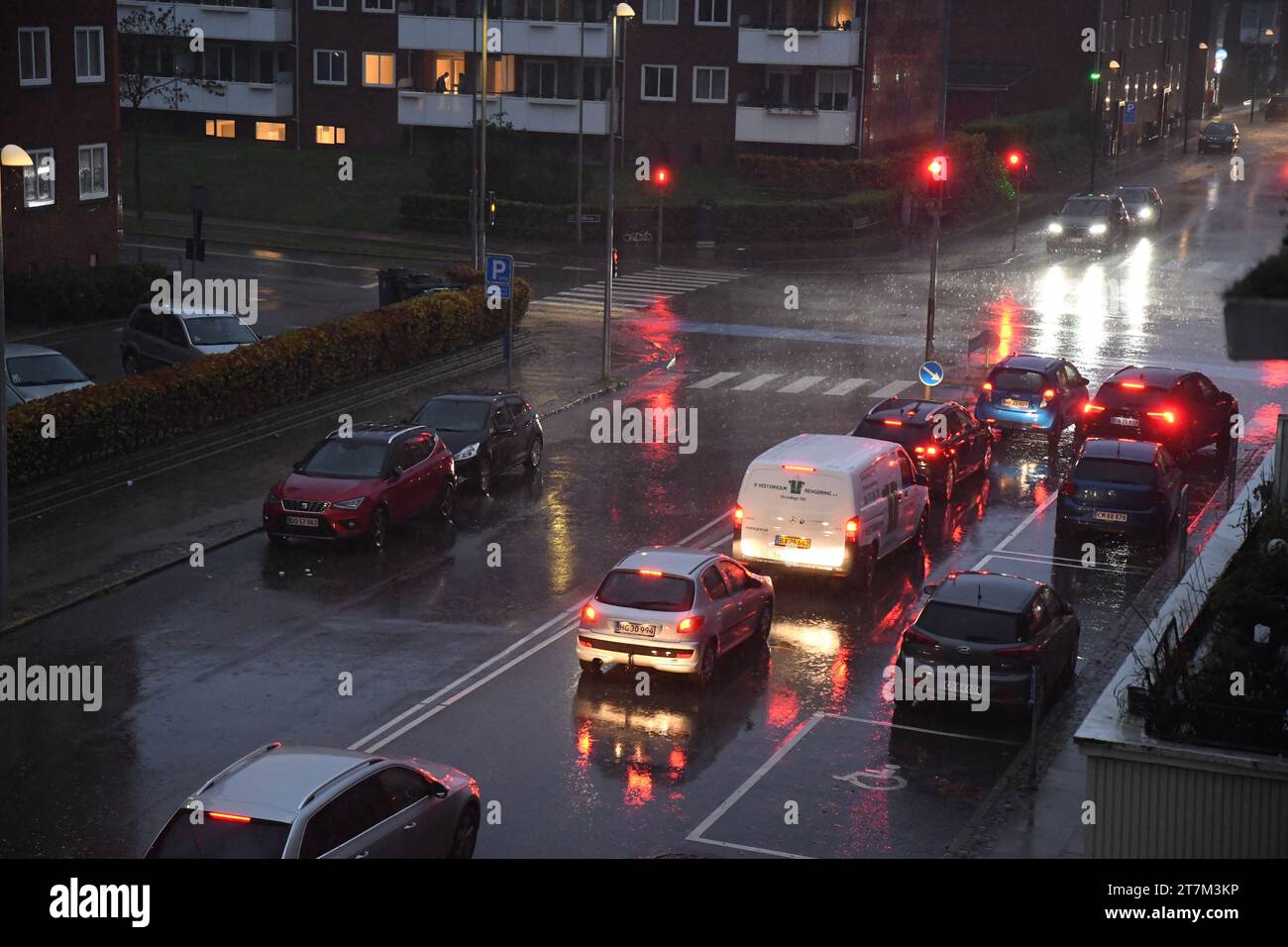 Copenhagen, Denmark /16 November 2023/Weather rainy morning in kastrup