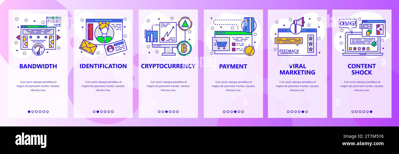 Mobile app onboarding screens. Internet speed test, cryptocurrency ...
