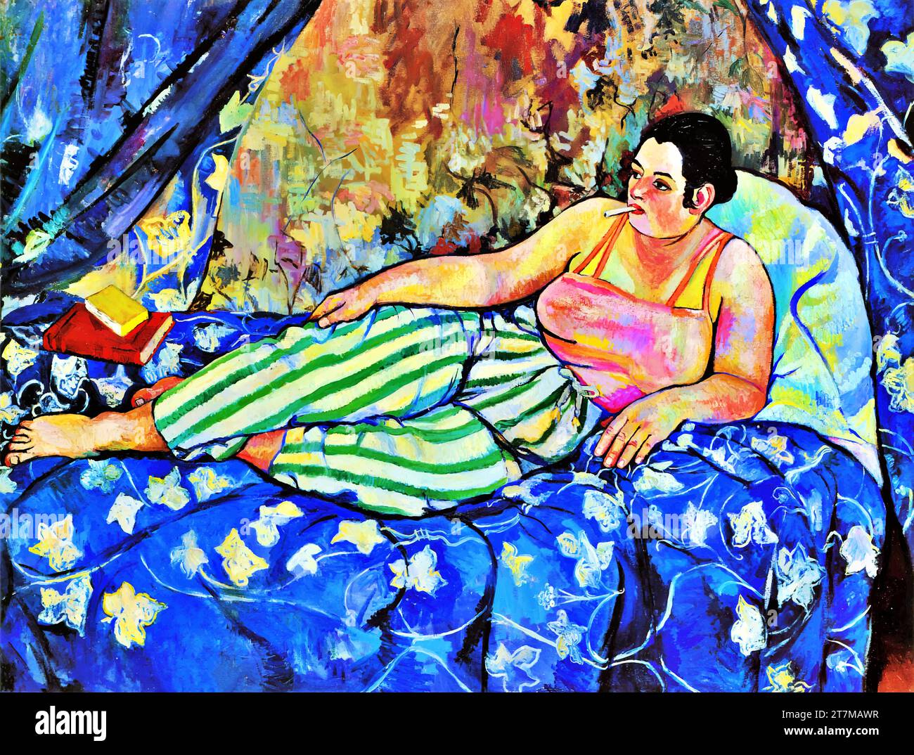 'The Blue Room 1923 (oil on canvas) by Artist Suzanne Valadon' Stock Vector