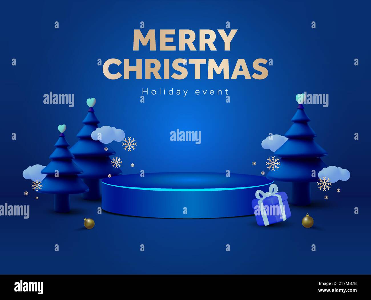 3d merry christmas advertising product showcase scene with stage