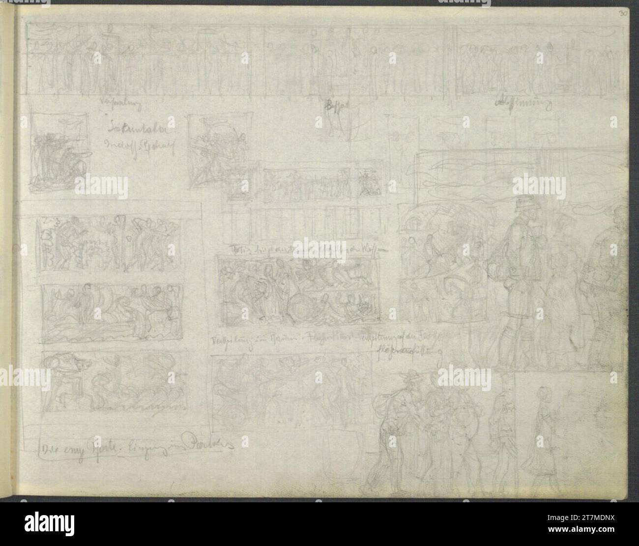 Alexander Rothaug Different sketches. Pencil around 1930 Stock Photo ...