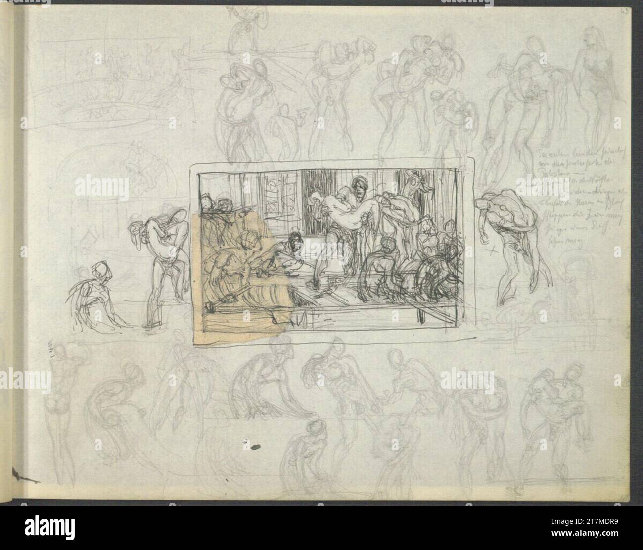 Alexander Rothaug Different sketches. Pencil; Ink feather; partly over ...